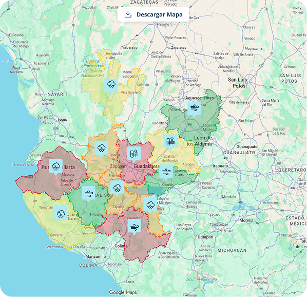 Mapa de regiones de Jalisco